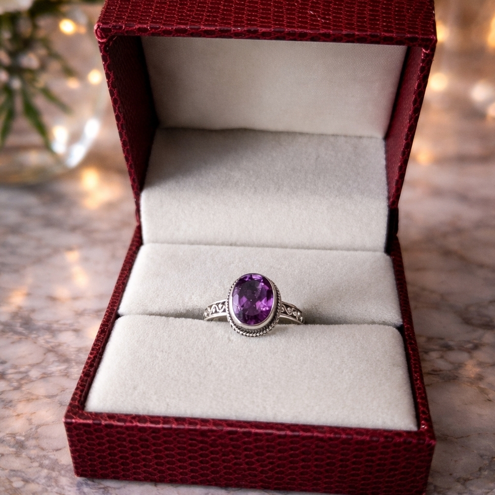 💜✨Title:925 Sterling Silver Amethyst Ring – Size 6 – New